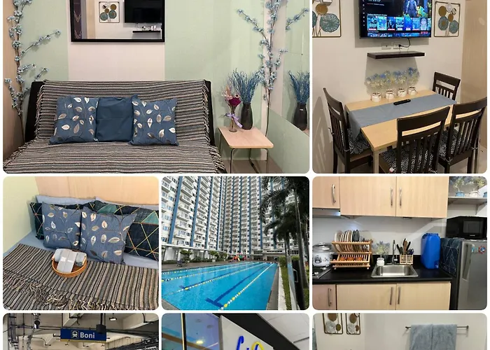 Apartment Greece Theme Boni Mrt Train Edsa 1br With Netflix Prime Hbo Max Fast Internet Pool Light Mall Manila